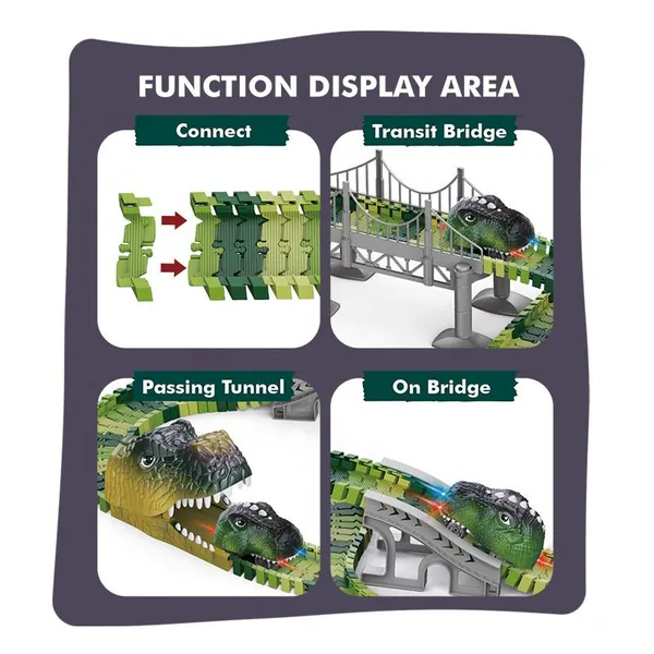Battery Operated 183PCS Dinosaur Track Toy for Kids Slot Car Racing Track with Light Supported Customized Package view 5