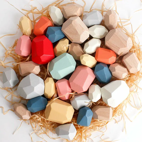 New Plastic Stacking Rocks Balance Stones Toy Educational Montessori Building Block Toys view 4