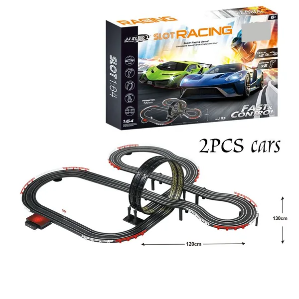 730CM High Speed Slot Car 1:64 Children Race Track with 2 Cars and 2 Controller Track Toy for Family Fun view 2