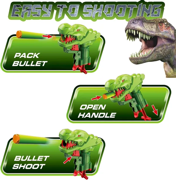 Small Dinosaur Foam Blasters for Toddlers Soft Bullet Gun Cool Toddler Kids Toy Gun Gifts view 2