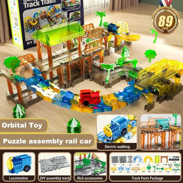 Factory New RC Race Car Electric Train ABS Educational Puzzle Assembly Track Set for Kids 2-4 & 5-7 Years view 2