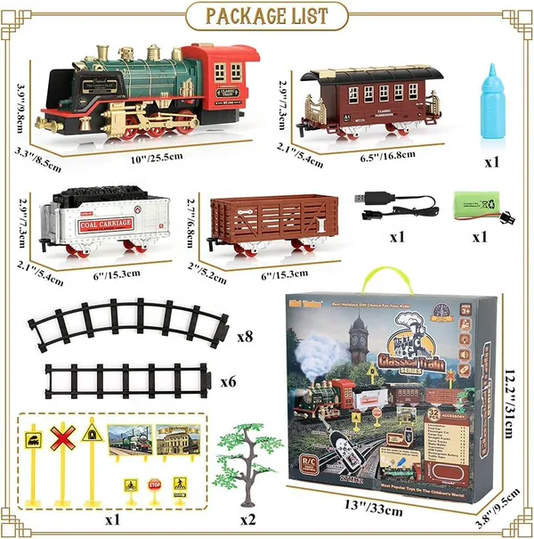 Kids Toys Christmas Gifts Train Set for Christmas Tree Rechargeable Electric Train for Kids With Remote Steam Lights Sound view 6