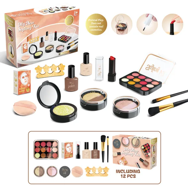 Princess Cosmetic Set Toys Kids Makeup Kit for Girls Plastic Beauty Vanity Pretend Play Set view 3
