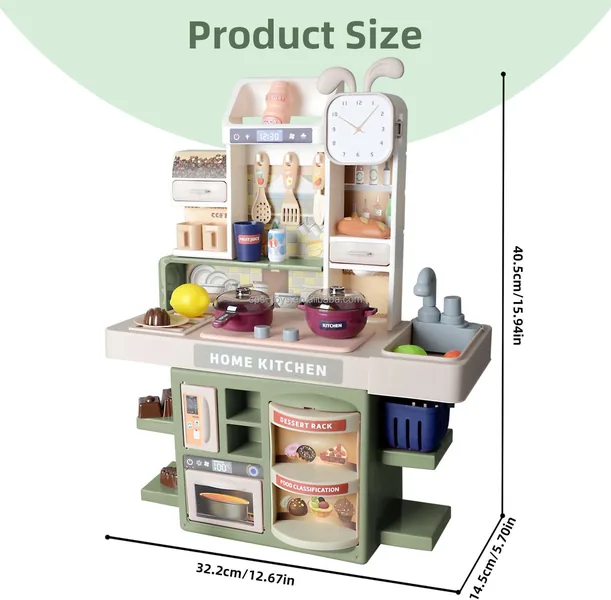 Kids Pretend Play Toys Kitchen Set with Cooking Stove Simulation of Spray 42CM Mini Kitchen Accessories Set view 8