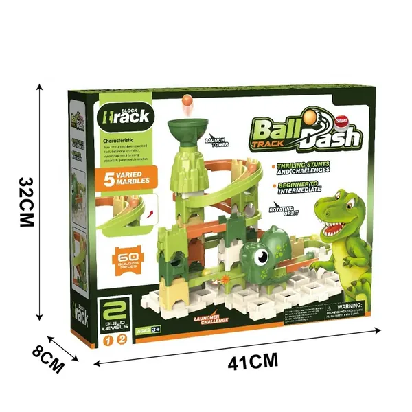 3 in 1 Dinosaur Toys for Kids Roll Ball Building Blocks Track Toys Marble Run Set view 4
