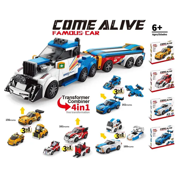 Magic 1276pcs 4 in 1 Car Creative Construction Model Car and Truck Set Assemble Building Blocks view 4