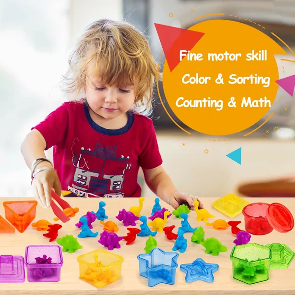 Montessori Counting Dinosaur Plastic Educational Toys for Kids Preschool Learning Activities with Matching & Sorting Games view 3
