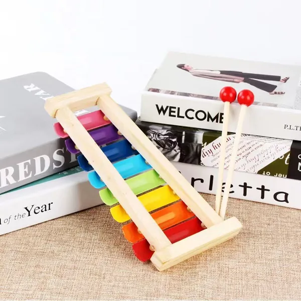 Children's Educational Wooden Handbell 8-tone Colourful Musical Toy view 6