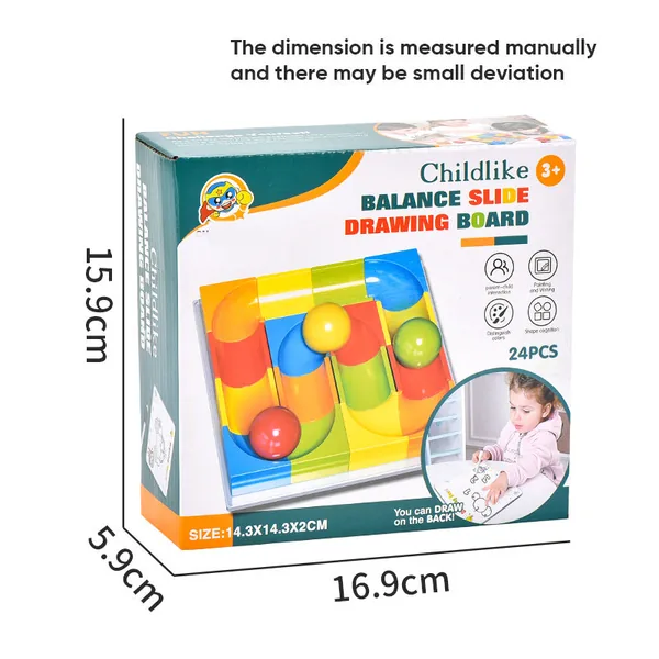 Kids Educational DIY Puzzle Toys Color Writing Board and Balance Ball Track Building Blocks Set of Drawing Board Toys view 2