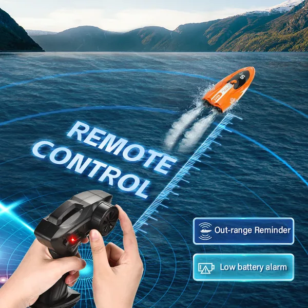 High-Speed 2.4G RC Boat for Adults Large Racing Remote Control Boat with Ligh-up Toys and Charger Included view 5