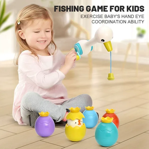 Kid Bath Toy for Kids Animal Egret Magnetic Fishing Games With Lights Squirting Toys for Kids Ages 2-4 Years view 2
