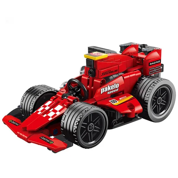 Plastic 2in1 Super Racing Pull Back Car Building Block Red F1 Model Sports technic Car Building Blocks for Children