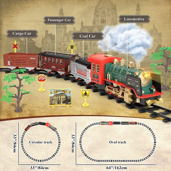 Kids Toys Christmas Gifts Train Set for Christmas Tree Rechargeable Electric Train for Kids With Remote Steam Lights Sound view 3