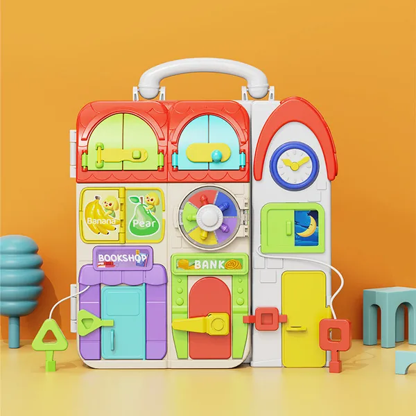Bookstore Plastic Busy Board Book Montessori Toys Sensory Toy Musical Felts Busy Board for Kid view 4